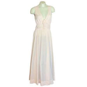 John Kloss Peach V Neck 100% Nylon‎ Loungewear Sleep Dress Floor Length